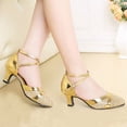 thumbnail image 3 of Women's Latin Dance Shoes Sequin Closed Toe Ballroom Salsa Practice Performance Dance Shoes, 36, 3 of 7