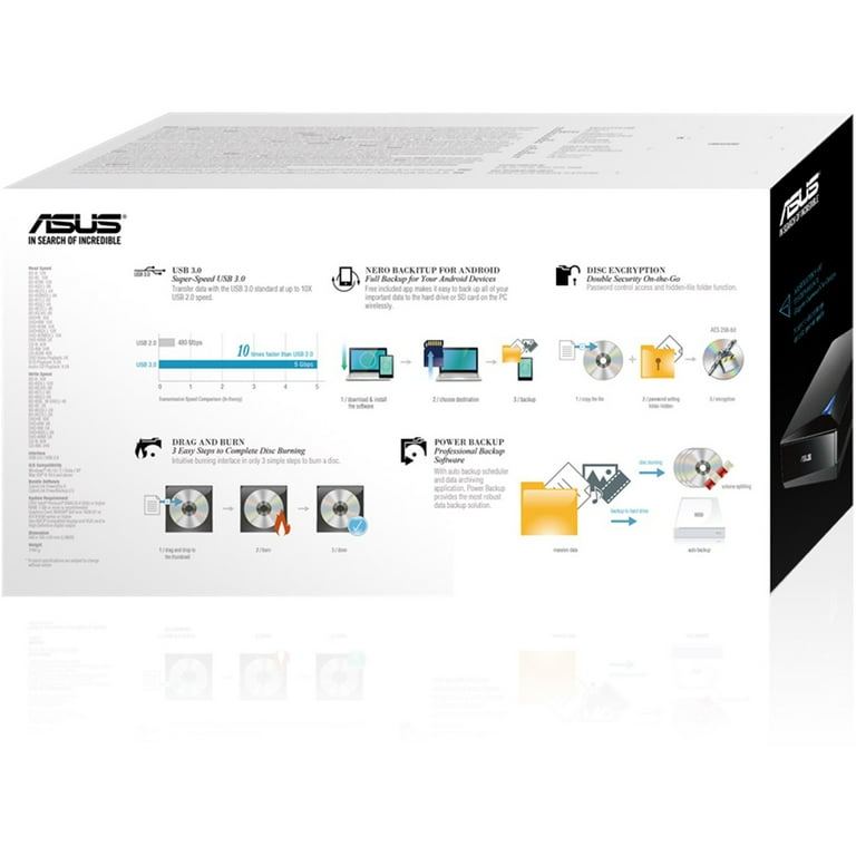 ASUS 16X Blu-Ray Re-writer, USB 3.0, MacOS & PC Compatible
