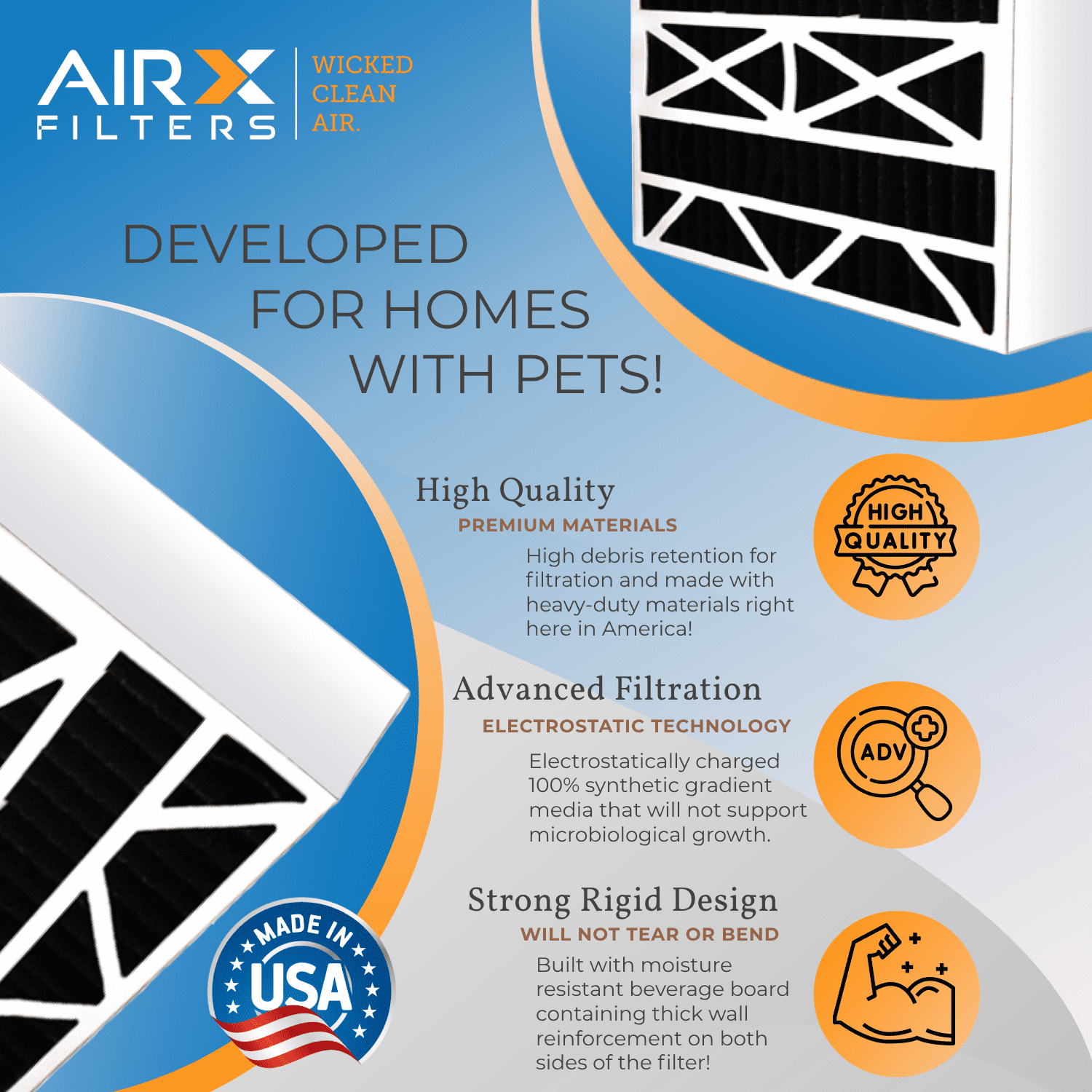 20x25x6 Air Filter Odor Eliminator Carbon Filter MERV 8 Comparable to MPR 700 & FPR 5 Compatible with Aprilaire 201 2 Pack by AIRX FILTERS WICKED CLEAN AIR.