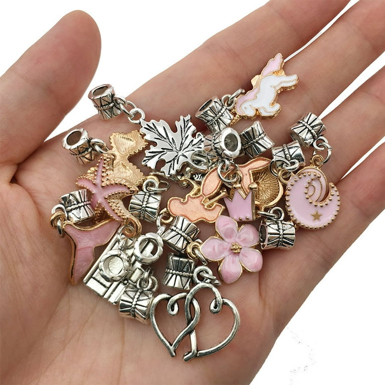 DIY Charm Bracelet Making Kit, Jewelry Kit for Teen Girls with Unicorn  Mermaid Pink Stuff Craft Gifts for Birthday, Christmas, 
