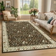 thumbnail image 3 of Assaile 9 x 12 ft Polyester Wool Spinning Brown Rectangular Hallway Bathroom Entryway Kitchen Office Foldable Floral Printed Modern Washable Area Rug, 3 of 8