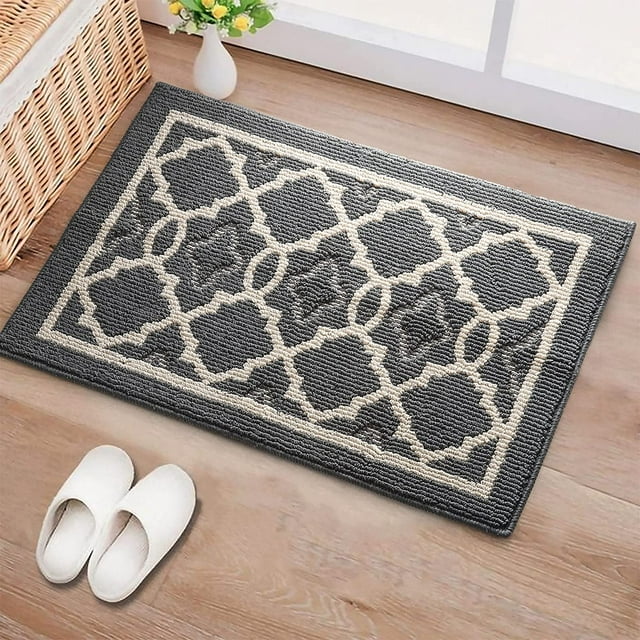 Tapis de Porte Intérieur, 32"x20 Pouces Tapis de Porte avant Antidérapant Profil Bas Tapis d'Entrée, Absorbant Résistant à la Saleté Tapis de Porte Arrière, Lavable en Machine, Kaki