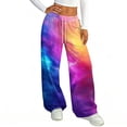 thumbnail image 4 of YIFUNIN Women's Printed Elastic Waist Wide Leg Pants, Tie Dye Gradient Casual Drawstring Trousers, Loose Fit Bohemian Style Fashion,Dark Purple 2XL, 4 of 5