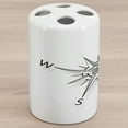 thumbnail image 1 of Compass Ceramic Toothbrush Holder, Black and White Compass for Finding Your Way on the Sea Marine Life Exploration, Decorative Versatile Countertop for Bathroom, 4.5" X 2.7", Black White, 1 of 4