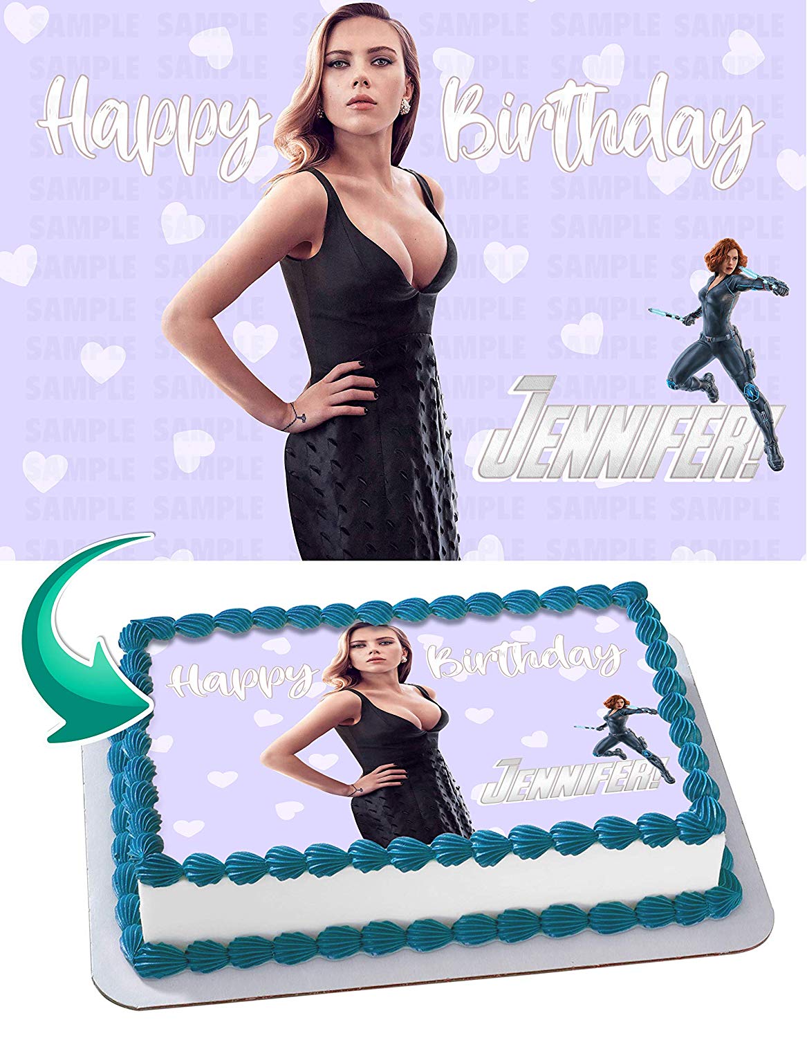 Johnson Cake Topper Scarlett Johansson - Edible Cake Topper - 11.7 x 17.5 Inches 1/2 Sheet ...
