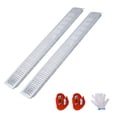 thumbnail image 2 of Geetinfly 2 PCS 74" L Loading Ramps, 960lbs Capacity Steel Ramps With 2Pcs Tie Straps, 1 Pair Gloves For Loading Pickup Trucks, Motorcycle, Dirt Bike, Lawn Mower, ATV, Bicycle, 2 of 6
