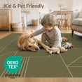 thumbnail image 4 of ODIKA 8'x10' Washable Area Rug Non-Slip Chair-Friendly Mat Olive Green Geometric Elegance Modern Lines Contemporary Design Abstract for Dining Room, Large Office, Lounge, 4 of 7