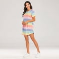 thumbnail image 3 of Defitshape Women's Cute Nightgown Soft Rainbow Striped Sleep Dress Summer Short Nighties Soft Short Sleeve Cotton Lightweight Sleeping Holiday Sleepwear Style1 Small, 3 of 4