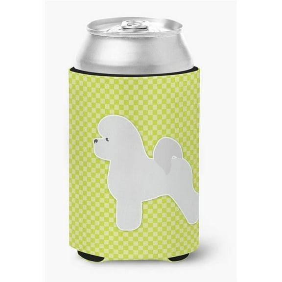 Carolines Treasures BB3845CC Bichon Frise Checkerboard Green Can or Bottle Hugger