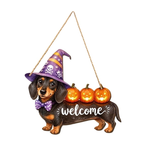 OCCOA Halloween Welcome Hanging Sign Cute Wooden Door Hanger Fall Farmhouse Front Door Wall Decor Holiday Porch Ornament for Housewarming Gift, A