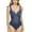 Blue/Multi, variant on Miraclesuit Women's Swimwear Silver Shores Criss Cross Escape Tummy Control Underwire One Piece Swimsuit, Midnight Blue/White, 16