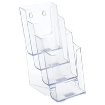 Clear Brochure Holder 4.25 Inch, 4-Tier Literature Display Rack - Wall Mount or Desktop Stand for Pamphlets, Flyers, and Signage - 10"H x 4.25"W x 6.25"D