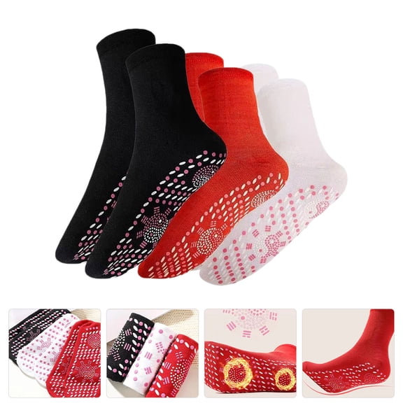 FENGGUIQU 3Pairs Reusable Heating Socks with Soft Ergonomic Bottom and Non Slip Grip for Stability