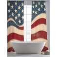 thumbnail image 6 of Sheer Curtains 96 Inches Long, Vintage American Flag Light Filtering Window Curtains for Living Room/Bedroom, Blue Red White Star US Flag Rod Pocket Voile Sheer Curtain Drapes, 52"W x 96"L, 2 Panels, 6 of 8
