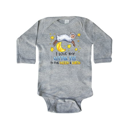 

Inktastic I Love my Little Sis to the Moon and Back Cute Sheep Gift Baby Boy or Baby Girl Long Sleeve Bodysuit
