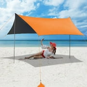 SUGIFT 10"x10" Beach Shade Tent Portable Canopy Sun Shelter with Sandbag Anchors, Orange