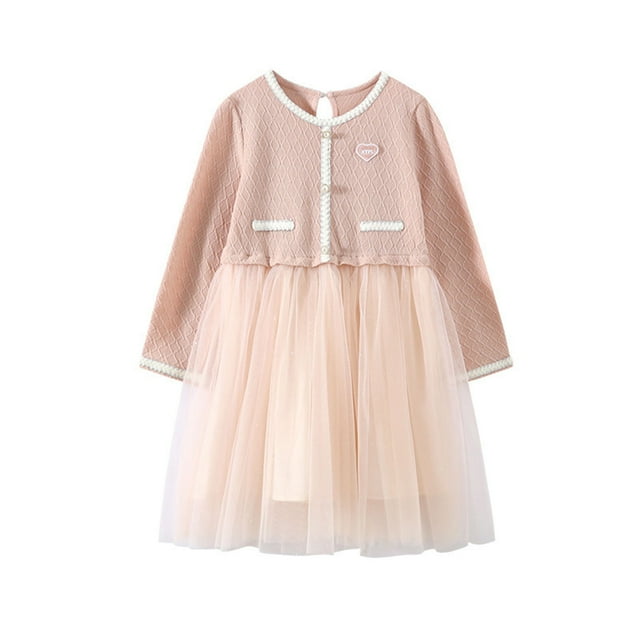LOVZFMLL Girls' Summer Short Sleeve Ruffled Lace Round-Neck Embroidery Mesh Princess Bow Skirt