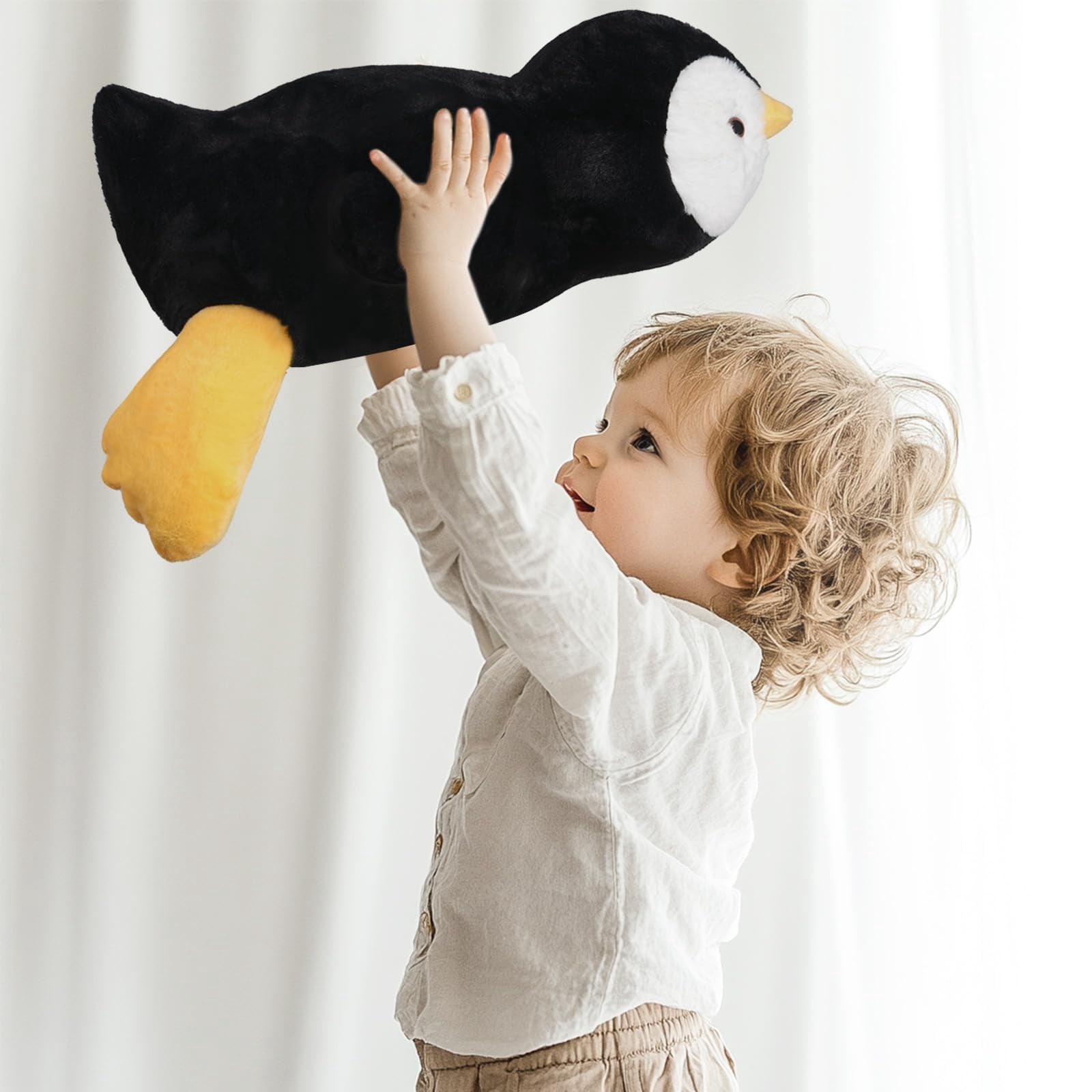 Niuniu Daddy Weighted Penguin Stuffed Animal - 20"Large Plush Toy, 3.3-Pound Weighted Plushie Body Pillow with Soft Faux Fur, Gift for Baby, Kids & Adults, Birthday Gift