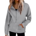 thumbnail image 5 of NMMUED Half Zip Pullover Women Oversized Sweatshirt for Women Fleece Sweatshirts for Women Quarter Zip Pullover Women Womens Sweatshirts No Hood, Gray XXL, 5 of 9