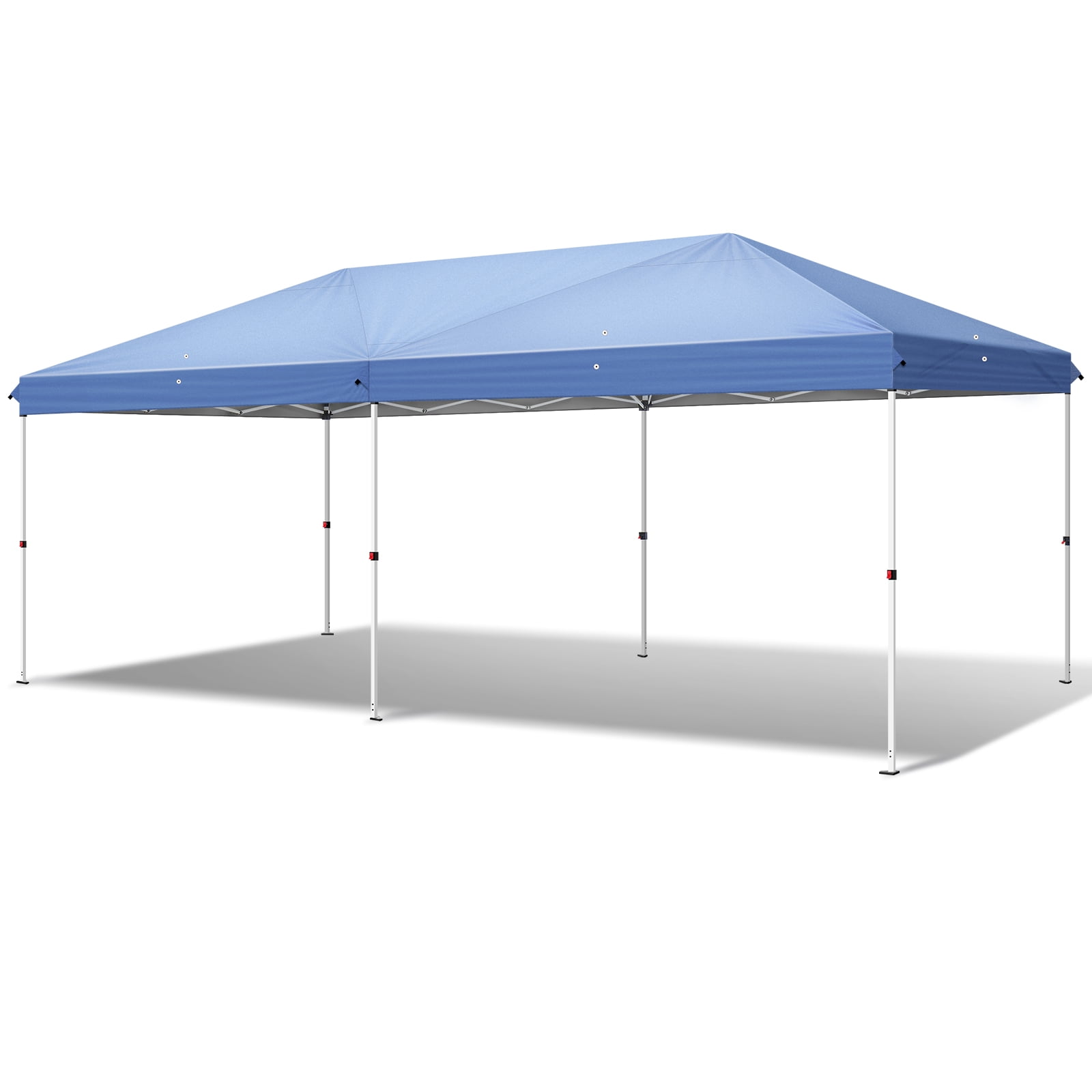 10x20ft Instant Pop Up Canopy Tent Blue, 6 Mesh Panels 2 Doors 4 Net Sides, Powder Coated Iron Frame 28/22mm Leg & 10×20mm Crossbar, 210D Oxford Folding Outdoor Shelter with Carry Bag No Sandbags