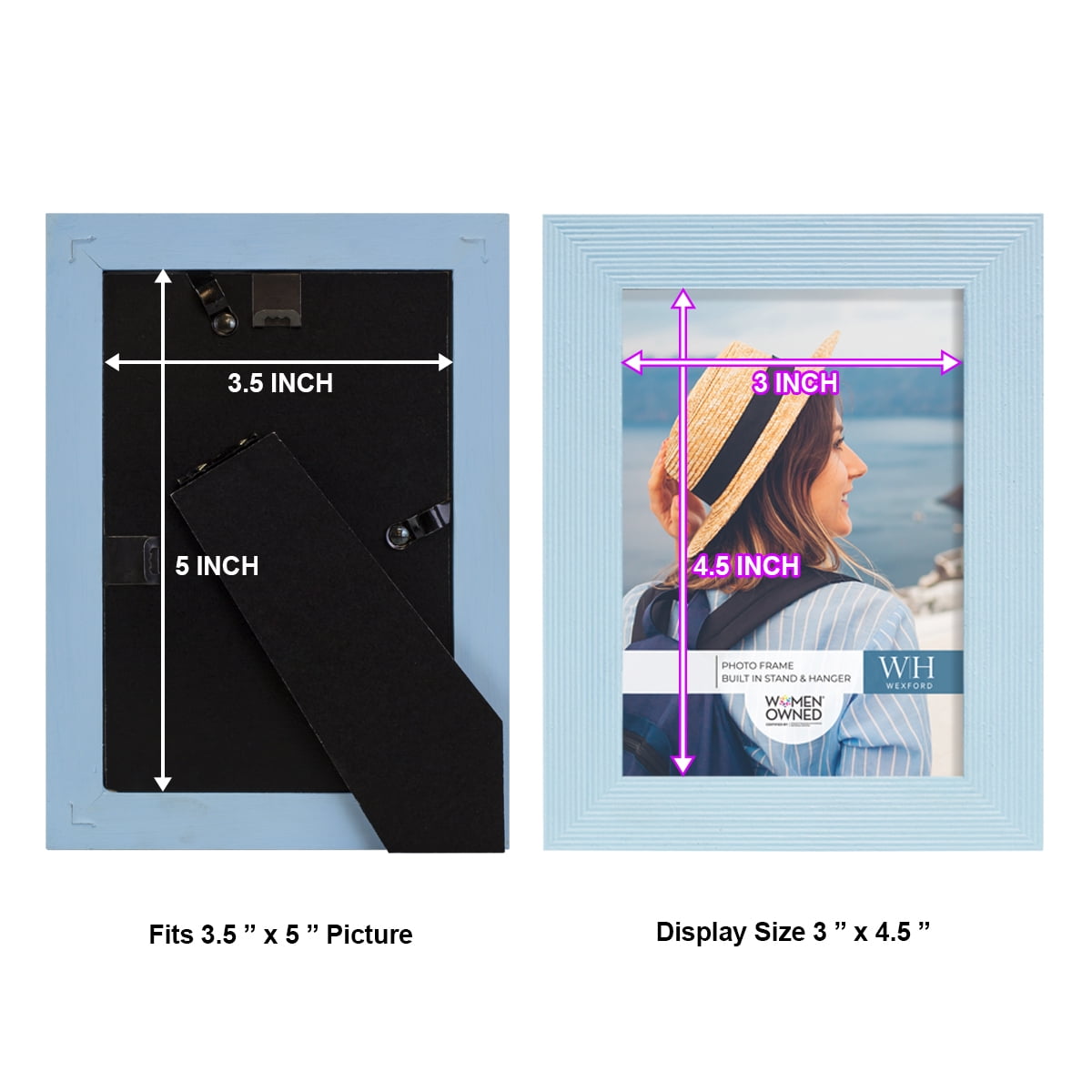 Grooved 3.5 in. x 5 in. Blue Picture Frame (Set of 2)