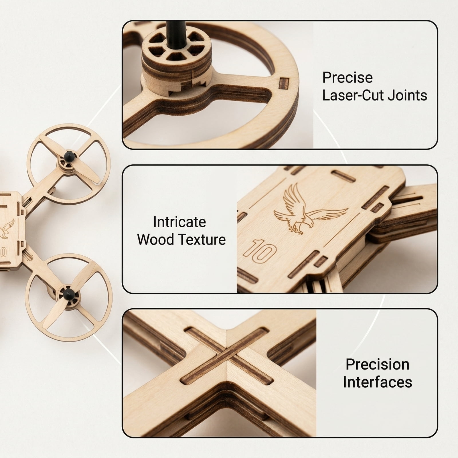 2026 New DIY Wooden RC Drone Kit, 3D Building Blocks 4-Axis Quadcopter, STEM Project with Gyroscope Altitude Hold, Enclosed Propellers for Adults Beginners Creative Gift