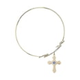 thumbnail image 2 of 7 1/2 inch Round Double Loop Bangle Bracelet w/ Cross medal charm w/ September Blue Swarovski Crystal, 2 of 3
