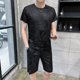 thumbnail image 3 of Conjunto de chándal para hombre, camiseta con el alfabeto moderno, ropa de alta calidad para hombre, trajes deportivos elásticos elegantes, top holgado de corte entallado, conjuntos de pantalones cort, 3 of 4