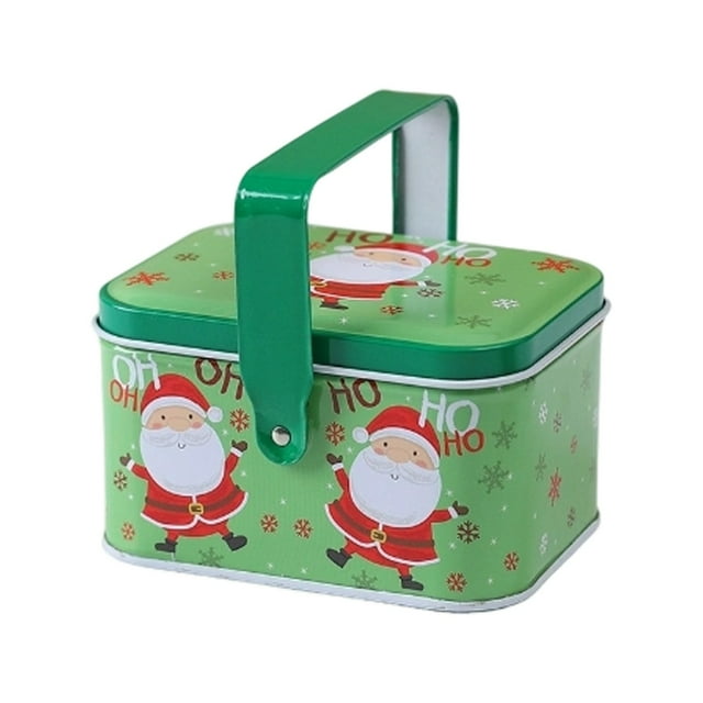 TIELUTT With Handle for Candy Storage Holiday Container Festive Snack Organizer Metal for Party Canisters Airtight Coffee Canister Condiment Containers with Lids Reusable Cookie Storage Divided Turnt