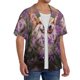 thumbnail image 2 of Balery Dog in Lavender Flowers Camisa Casual de Manga Corta con Botones para Hombre, Texturizada, Estilo Cubano, para Playa, Verano-Large, 2 of 5