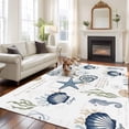 thumbnail image 4 of Rectangle Rug 6x9ft Area Rug, Nautical Starfish Shell Conch Area Rugs for Living Room Bedroom, Vintage Stamp Anchor Floor Mat Non-Slip Non-Shedding Carpet Indoor Accent Rugs, 4 of 9