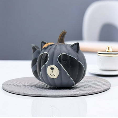 

Saving! iHPH7 Modern Mini Ornaments Creative Resin Raccoon Pumpkin Crafts Halloween Desktop Sculpture Home Decorations Funny Pumpkin Decorations for Halloween