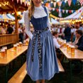 thumbnail image 2 of Women's Bavarian Oktoberfest Dirndl Dress with Apron Leopard Print Cosplay Party for Themed Festival Events, 2 of 6