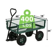 CL.HPAHKL Metal Garden Wagon Cart, Heavy Duty 400 Lbs Capacity Outdoor Garden Cart Beach Wagon with Wheels and Rotating Handle, Utility Wagon Cart for Beach Lawn Yard