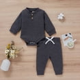thumbnail image 2 of LMTODLFG Baby Boy Clothes Baby Boys Girls Long Sleeve Solid Romper Bodysuit+Pants Outfits Summer Sets Baby Boy Clothes 0-3 Months Grey 12-18 Months, 2 of 4