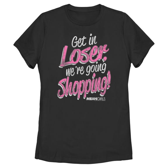 Women's Mean Girls Distressed Get In Loser Graphic Tee Black Large