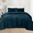 thumbnail image 2 of Elegant Comfort Soft 4-Piece Velvet Plush Flannel Sheet Set - Quality - Cozy Warm, Anti-Static, Non Pilling Fuzzy Velvet Flannel Fleece Deep Pocket Sheet Set - King, Navy, 2 of 5