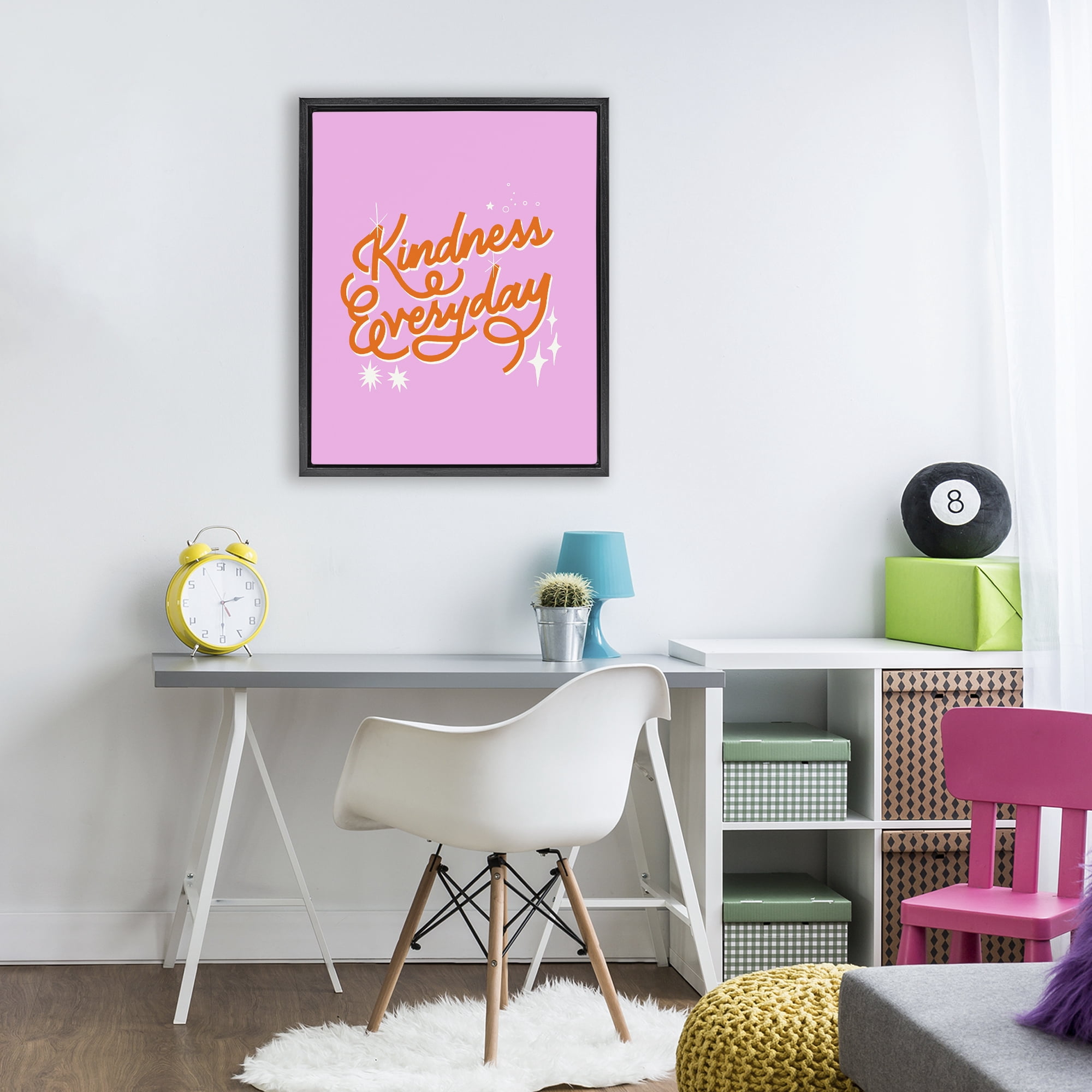 Stupell Industries Cursive Kindness Everyday Black Framed Floater Canvas Wall Art, design by Indira Prieto | IndySign