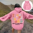 thumbnail image 2 of FYDUU Women's Hoodies Casual Letter Print Quarter Zip Sweatshirt Long Sleeve Pullover Loose Fit Hoodie Streetwear Trendy Sweatshirts Clothes Pink, 2 of 6