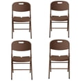 thumbnail image 1 of Set 4 Sillas Plegables Reforzadas 120kg Acero Polietileno Comedor Hogar Eventos Color Café Ratán., 1 of 5
