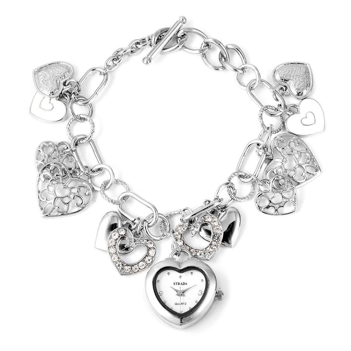 Shop LC Valentine Heart Multi Charm Bracelet Watch for Women STRADA