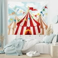 thumbnail image 5 of Circus Tapestry, Circus Stripes Sunshines Through Cloudy Sky Traditional Performing Arts Theme, Fabric Wall Hanging Decor for Bedroom Living Room Dorm, 5 Sizes, Blue White Red, by Ambesonne, 5 of 9