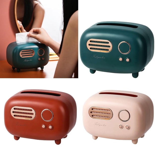 Paquete de 3 Servilleteros Dispensadores de Papel con Tapa para Caja de Pañuelos de Radio Retro BLESIY Caso de tejido