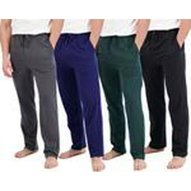 Real Essentials Men's 4-Pack Cotton Sleep Pants, Sizes S-3XL, Mens ...