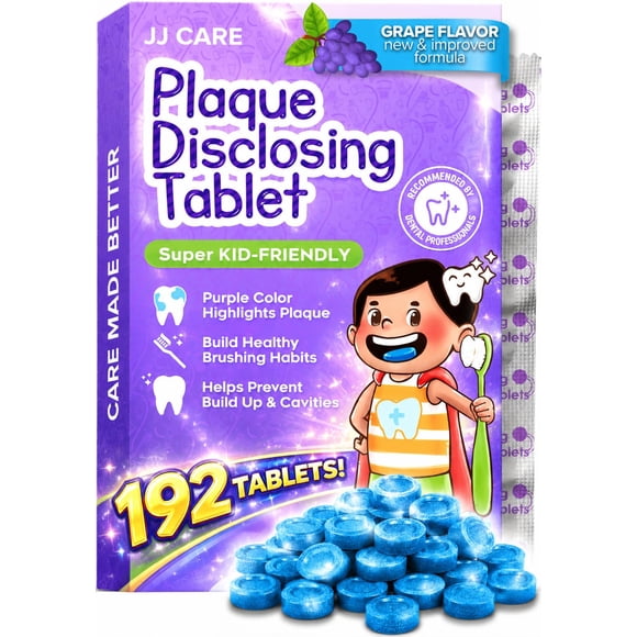 Tabletas reveladoras JJ CARE 192 unidades sabor uva