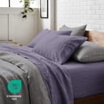 thumbnail image 6 of Bare Home Washed Sheet Set - Premium 1800 Collection - Deep Pocket - 3 Piece - Twin XL, Dusty Purple, 6 of 7