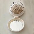 thumbnail image 1 of 1PC Apricot Color Mini Cute Comb & Mirror Set,Round Portable Air Cushion Massage Comb with Foldable Pocket Mirror,Compact Hair Styling Tool for Women & Girls.,White, 1 of 5