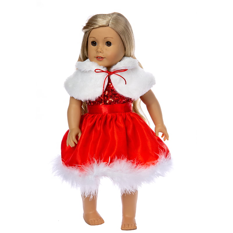 18 Inch American Girl Our Generation Doll Clothes Red Christmas Dress Outfit 