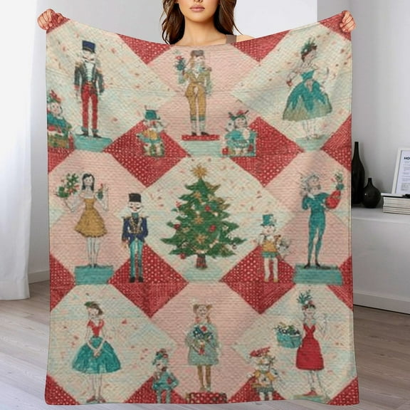 RKSupls Christmas Throw Blanket,Soft Flannel Nutcracker Buffalo Plaid Blanket, Fuzzy Warm Cozy Winter Blanket for Couch Bed Home Decor,30x40 in