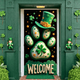 thumbnail image 5 of Green Theme St. Patrick's Day Banner Shamrock Pattern Festival Display Gold Star Accent Decorative Eggs Clover Backdrop for St. Patrick's Day Party Celebration Pub Event, 5 of 9